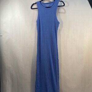 Persaya 100% Cotton Ribbed Bodycon Tank Dress‎ Women's Soft Blue XL